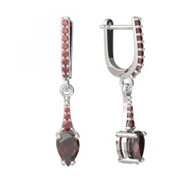 BG náušnice s kapkovitým kamenem 625 Stříbro 925 - rhodium Granát