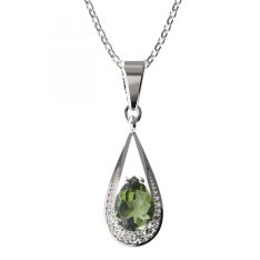 BG přívěs vsazen vltavín  638 Bílé zlato - 585 Vltavín a diamant