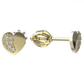 BeKid dětské náušnice srdíčko 1406 Žluté zlato - 585 Diamant