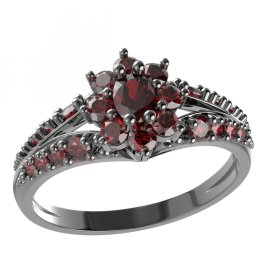 BG prsten s oválným kamenem 627-G Stříbro 925 - ruthenium (30-90dní) Granát