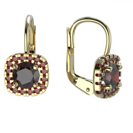 BG náušnice s přírodním granátem nebo vltavínem 1481 Žluté zlato - 585 Granát