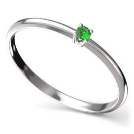 Zlatý prsten se zeleným zirkonem, bílé zlato 585 – 903