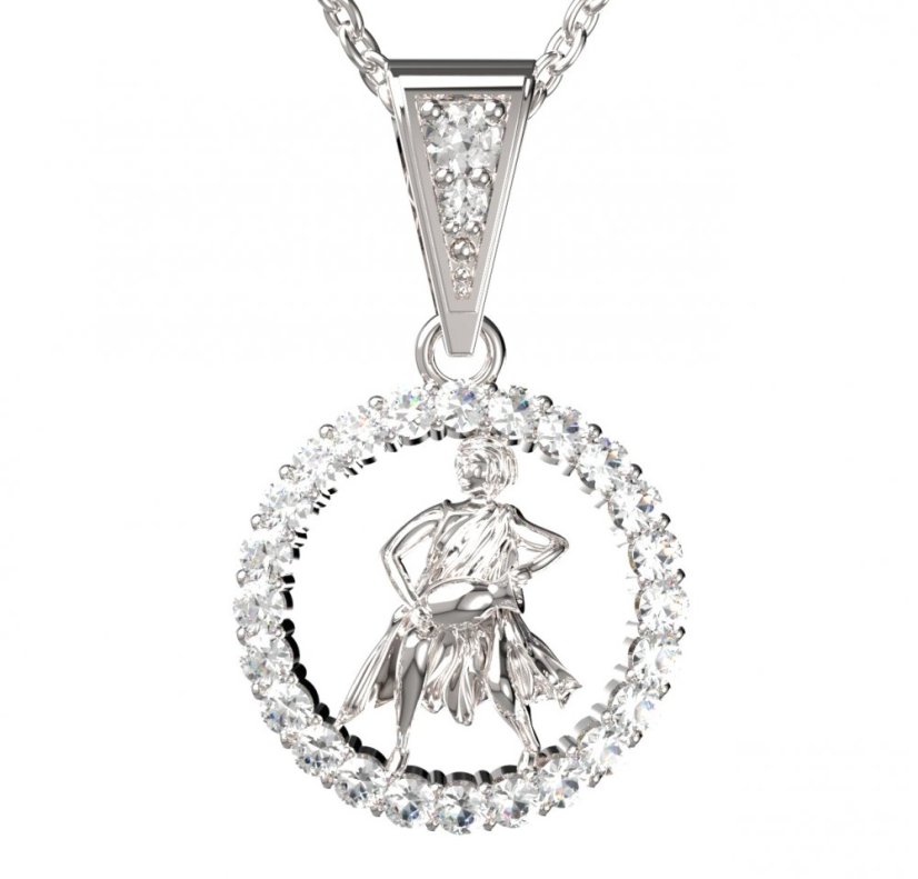 BG zlatý diamantový přívěšek Vodnář 052 Bílé zlato - 585 Diamant lab-grown