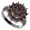 BG prsten 009-X oválného tvaru - Kov: Stříbro 925 - rhodium, Kámen: Vltavín a granát