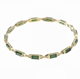 BG náramek 645 Stříbro 925 - pozlacené Vltavín a kubický zirkon