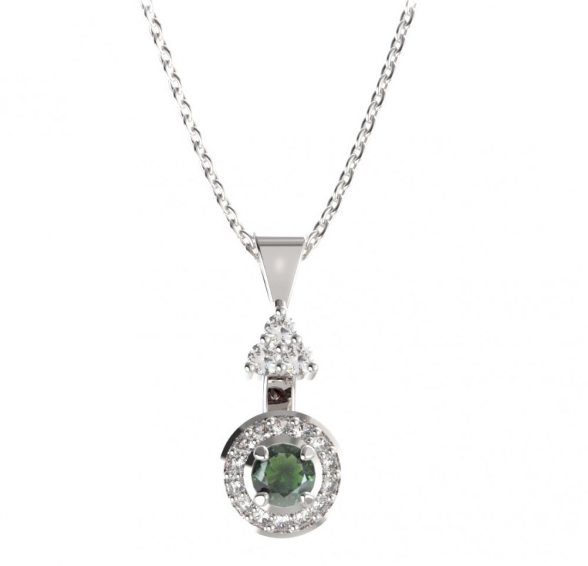 BG přívěs kruhového tvaru 541-87 Stříbro 925 - rhodium Vltavín a  kubický zirkon