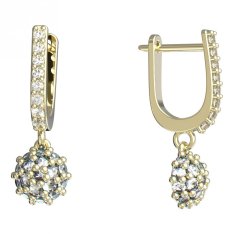 BG zlaté náušnice kytička 850 Žluté zlato - 585 Diamant