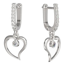 Bg náušnice srdíčko 1267 Bílé zlato - 585 Diamant