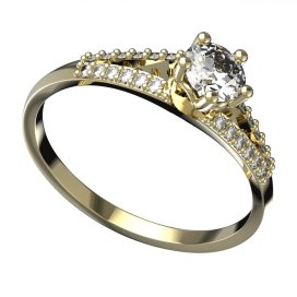 BG zlatý prstýnek 874 M Žluté zlato - 585 Bílý kubický zirkon