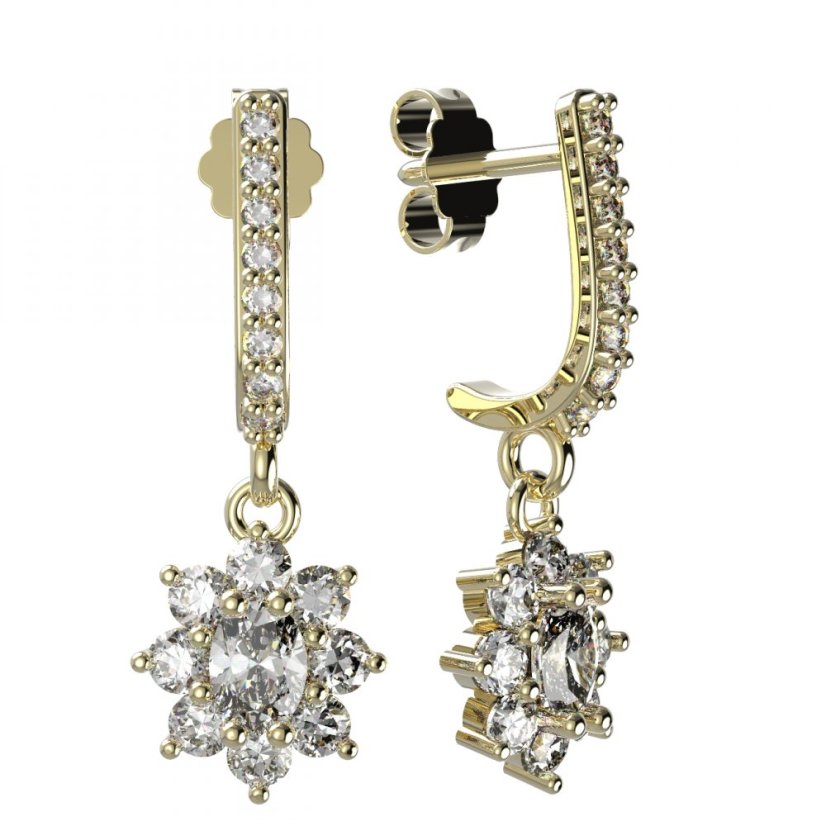BG zlaté náušnice s diamanty 627 Žluté zlato - 585 Diamant lab-grown
