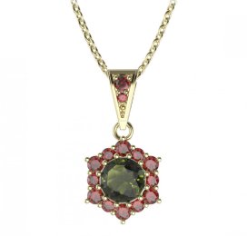 BG přívěs kulatý 230-1 Žluté zlato - 585 Vltavín a granát