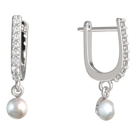 BeKid dětské náušnice 1290 s perlou Bílé zlato - 585