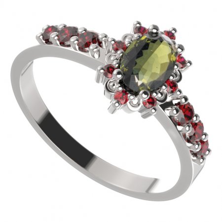 BG ring 953-Z oval - Metal: Silver 925 - rhodium, Stone: Garnet