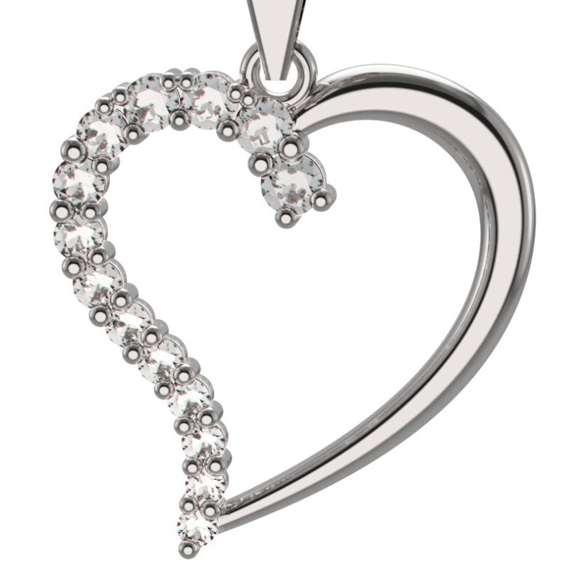 BG zlatý diamantový přívěšek srdíčko 1258 Bílé zlato - 585 Diamant lab-grown