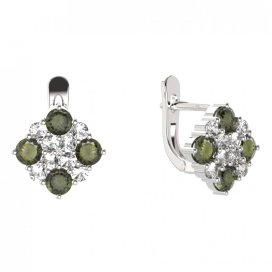 BG  náušnice 317 Stříbro 925 - rhodium Vltavín a  kubický zirkon