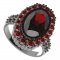 BG prsten 523-X oválného tvaru - Kov: Stříbro 925 - rhodium, Kámen: Vltavín a granát