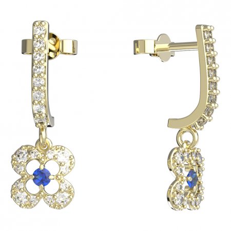BeKid, Gold kids earrings -830 - Switching on: Pendant hanger, Metal: Yellow gold 585, Stone: Dark blue cubic zircon
