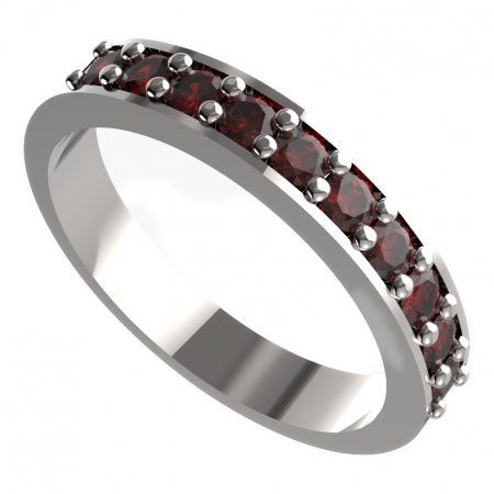 BG prsten - přírodní granát - půlkruh 839 - Kov: Stříbro 925 - rhodium, Kámen: Granát