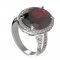 BG prsten oválný 648 - Kov: Stříbro 925 - rhodium, Kámen: Vltavín a granát